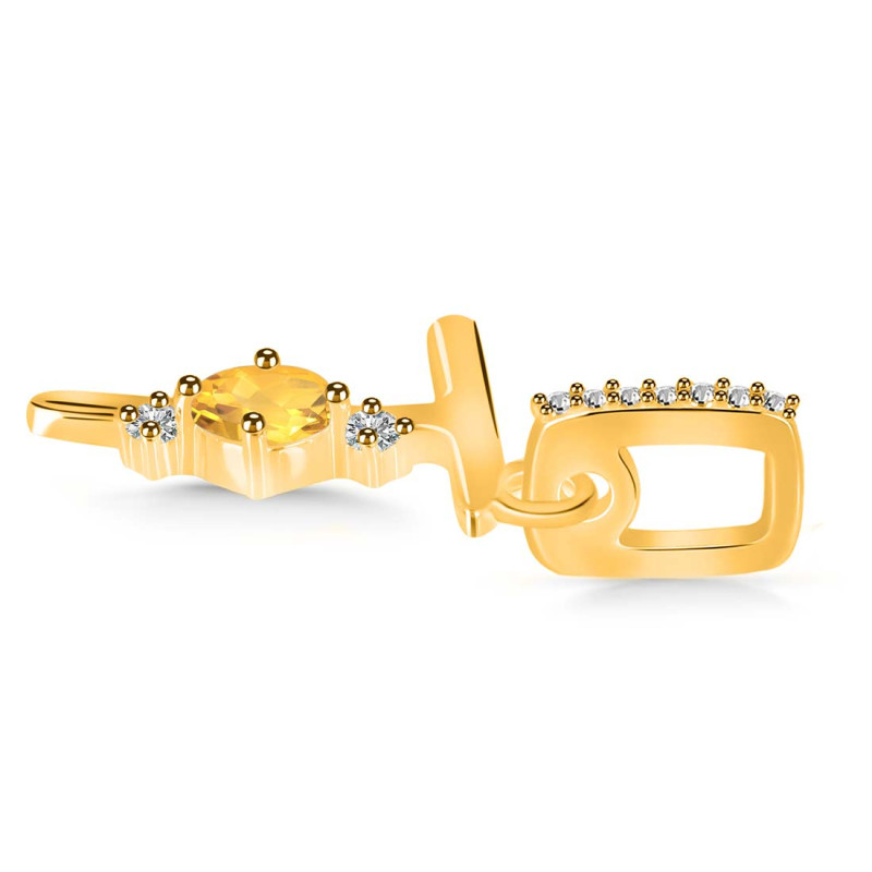 Citrine & White Topaz Alphabet T Pendant CIT-RDA-46.