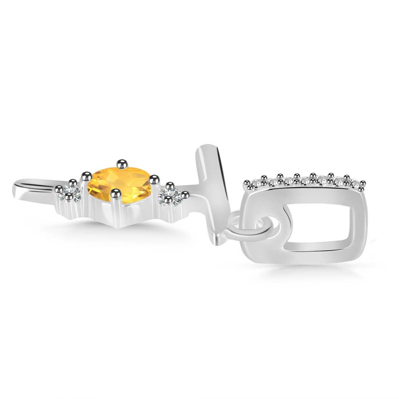 Citrine & White Topaz Alphabet T Pendant
