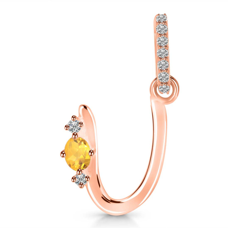 Citrine & White Topaz Alphabet U Pendant CIT-RDA-47.