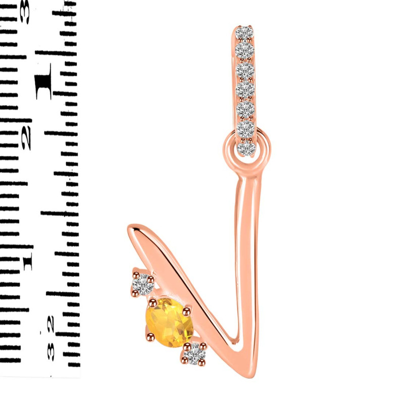 Citrine & White Topaz Alphabet V Pendant CIT-RDA-48.