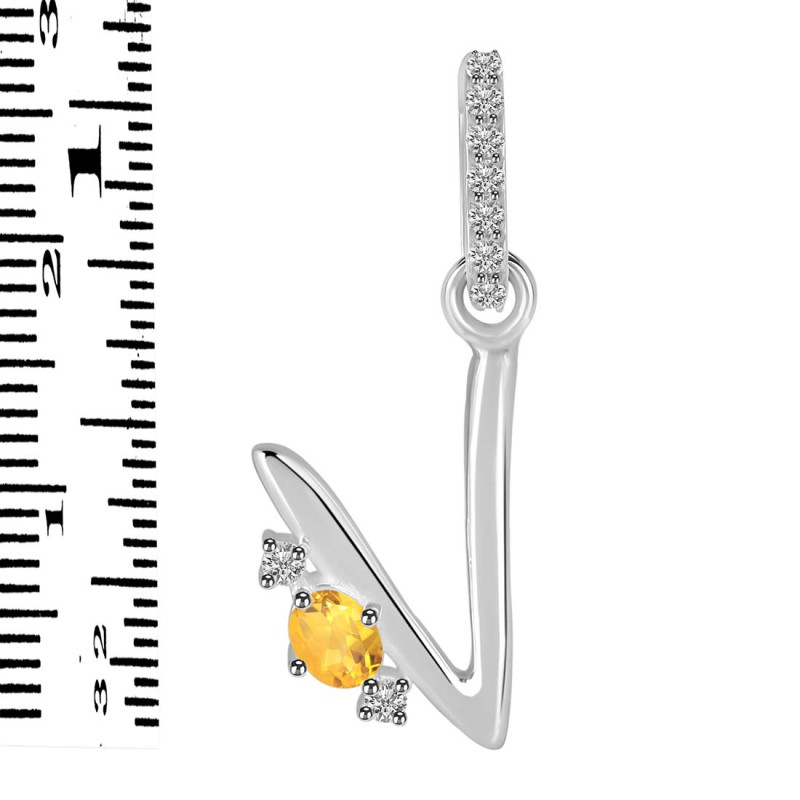 Citrine & White Topaz Alphabet V Pendant CIT-RDA-48.
