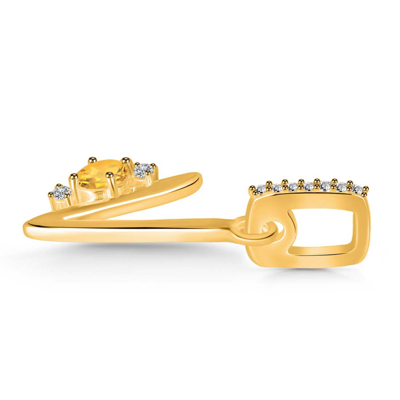 Citrine & White Topaz Alphabet V Pendant CIT-RDA-48.