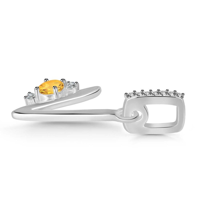 Citrine & White Topaz Alphabet V Pendant
