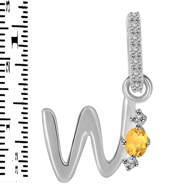 Citrine & White Topaz Alphabet W Pendant CIT-RDA-49.