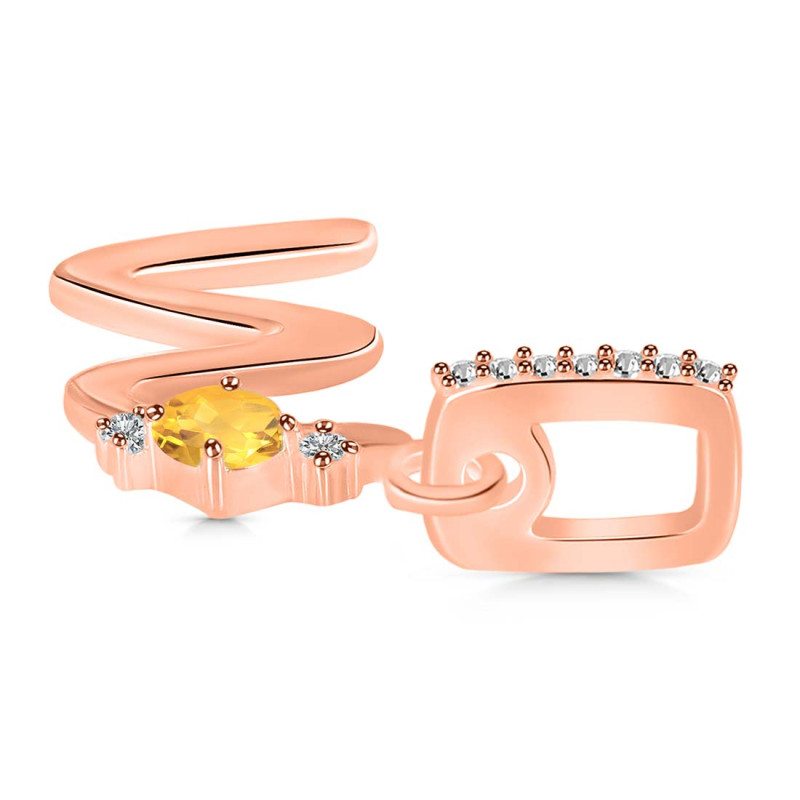 Citrine & White Topaz Alphabet W Pendant CIT-RDA-49.