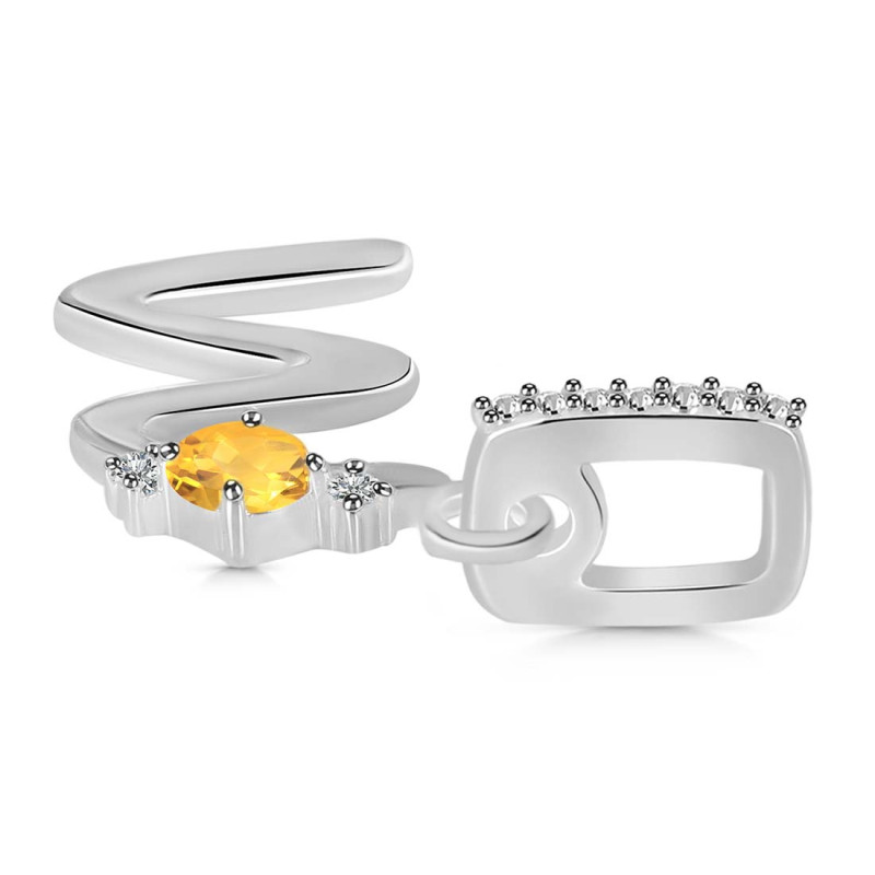 Citrine & White Topaz Alphabet W Pendant
