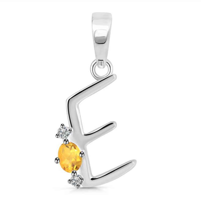 Citrine & White Topaz Alphabet E Pendant CIT-RDA-5.