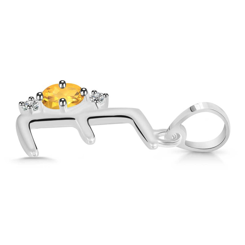 Citrine & White Topaz Alphabet E Pendant