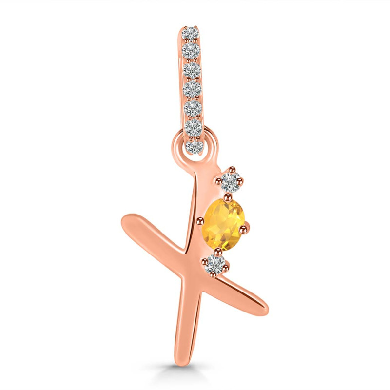Citrine & White Topaz Alphabet X Pendant CIT-RDA-50.