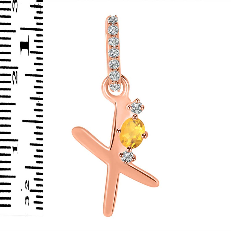 Citrine & White Topaz Alphabet X Pendant CIT-RDA-50.