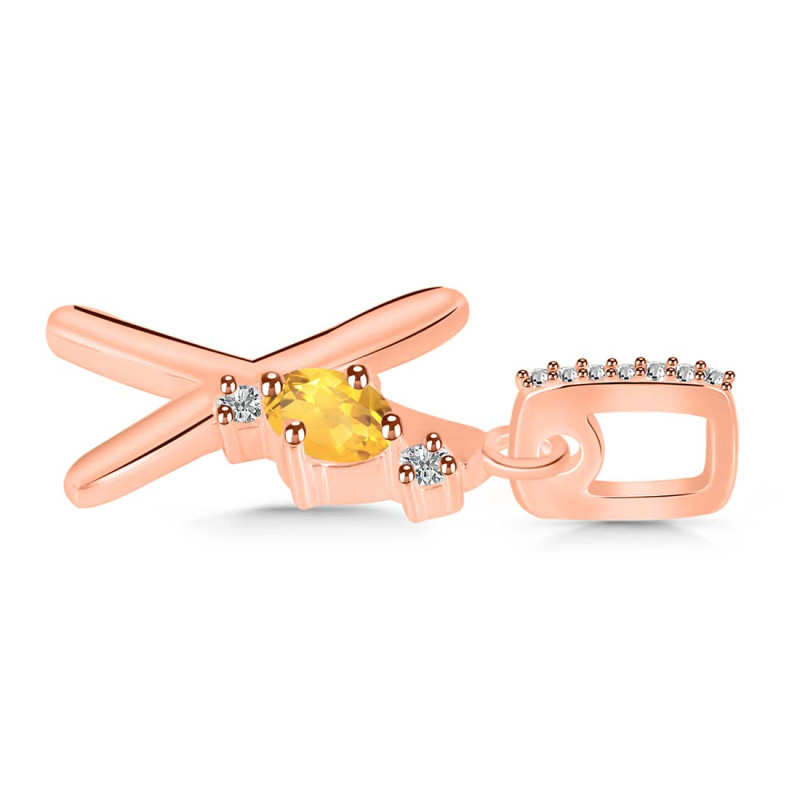 Citrine & White Topaz Alphabet X Pendant CIT-RDA-50.