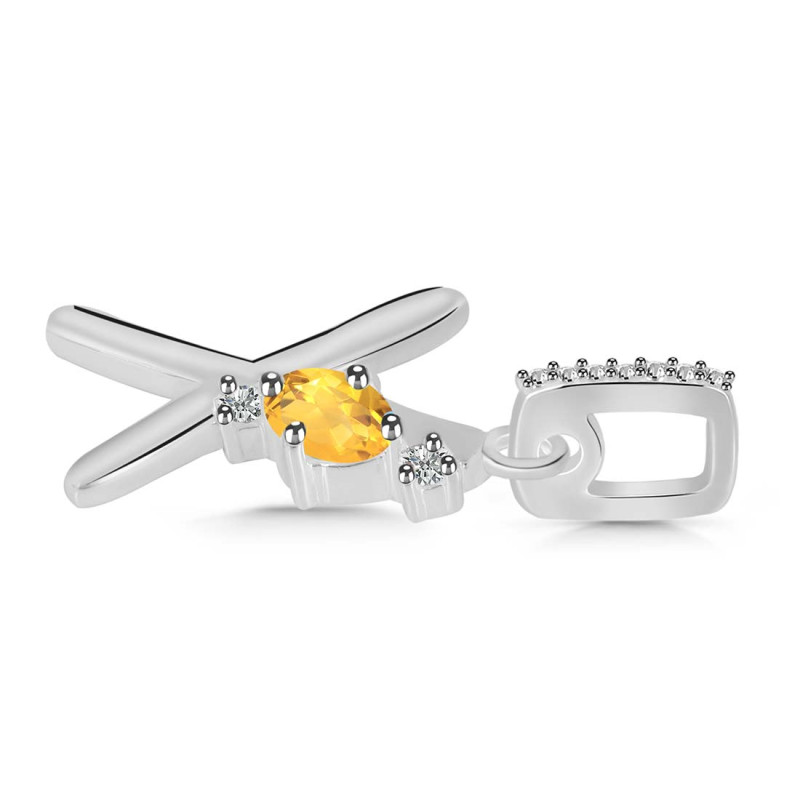 Citrine & White Topaz Alphabet X Pendant