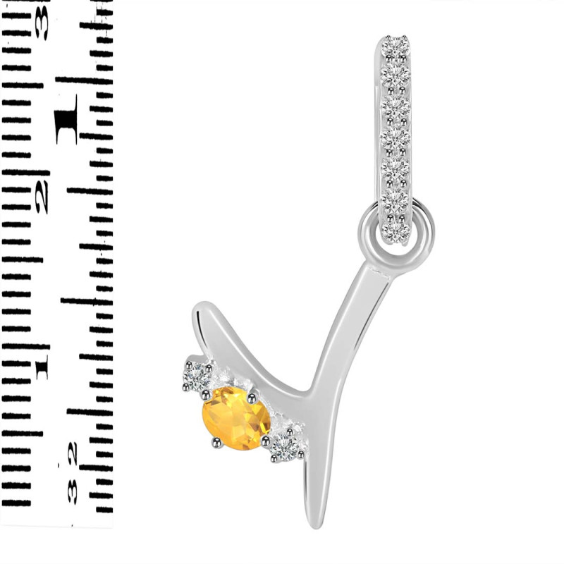 Citrine & White Topaz Alphabet Y Pendant CIT-RDA-51.