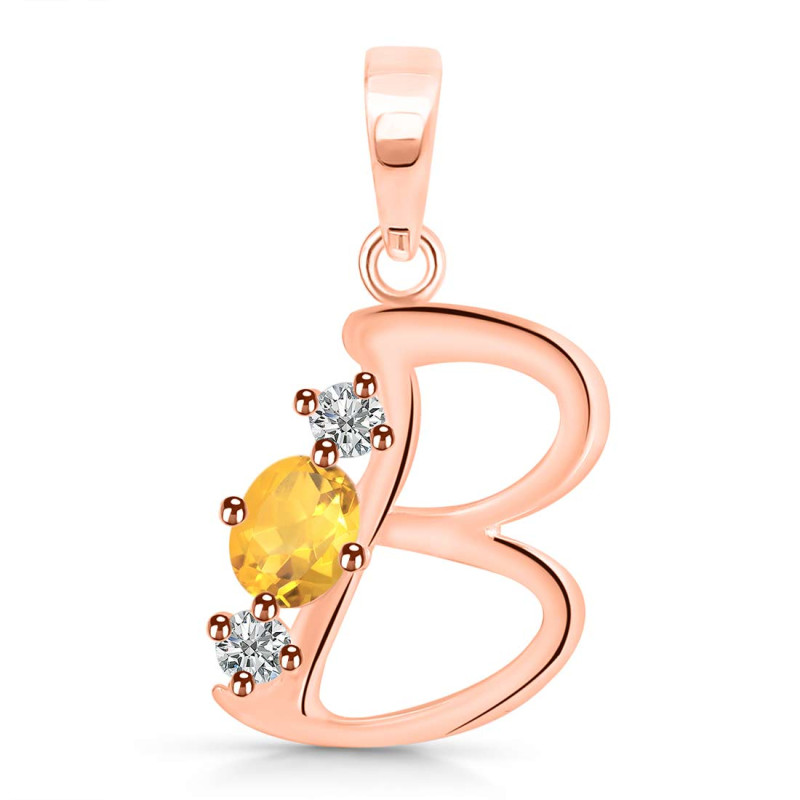 Citrine & White Topaz Alphabet B Pendant CIT-RDA-54.