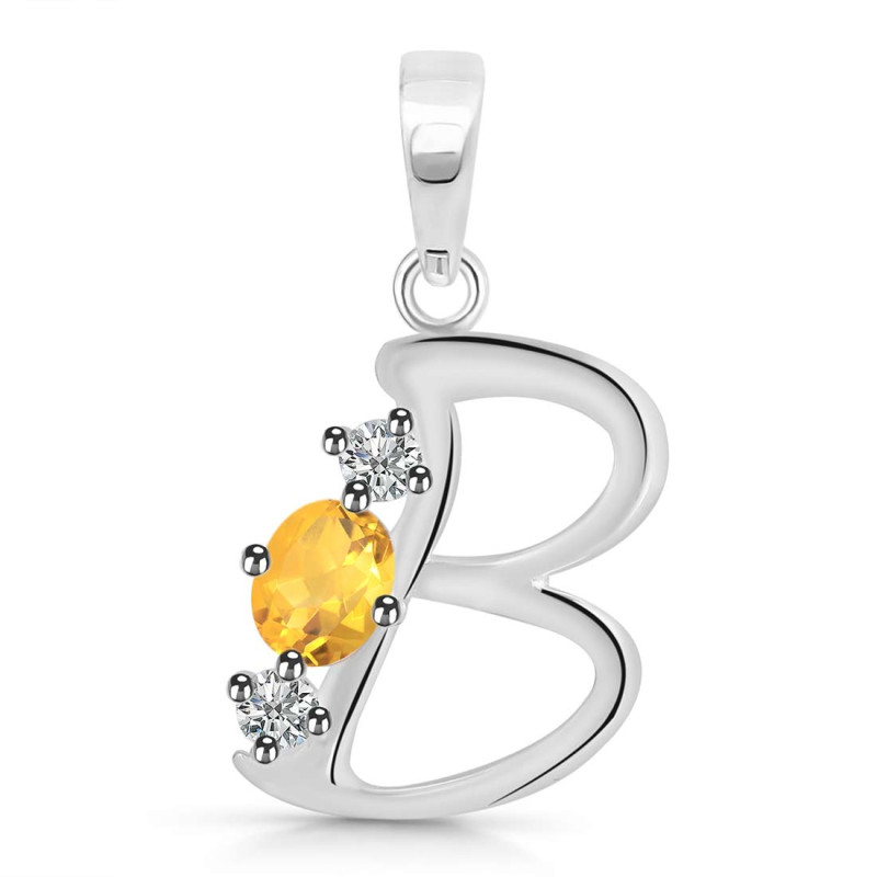 Citrine & White Topaz Alphabet B Pendant CIT-RDA-54.