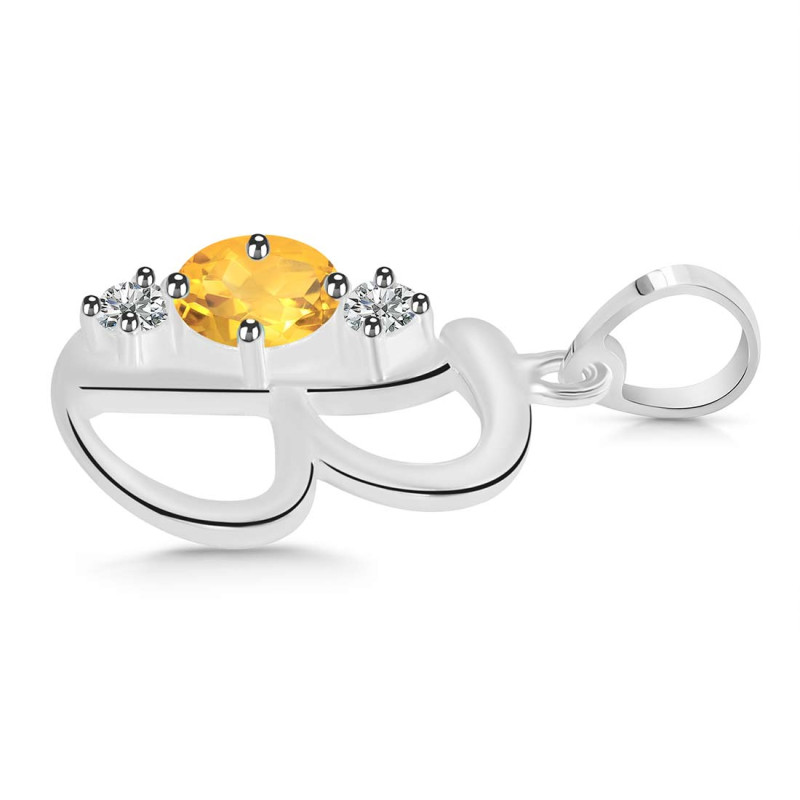 Citrine & White Topaz Alphabet B Pendant