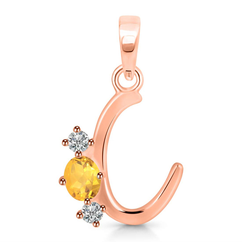 Citrine & White Topaz Alphabet C Pendant CIT-RDA-55.
