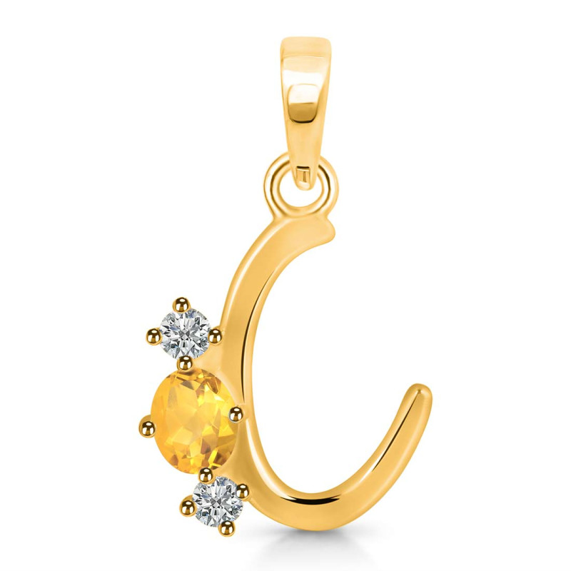 Citrine & White Topaz Alphabet C Pendant CIT-RDA-55.