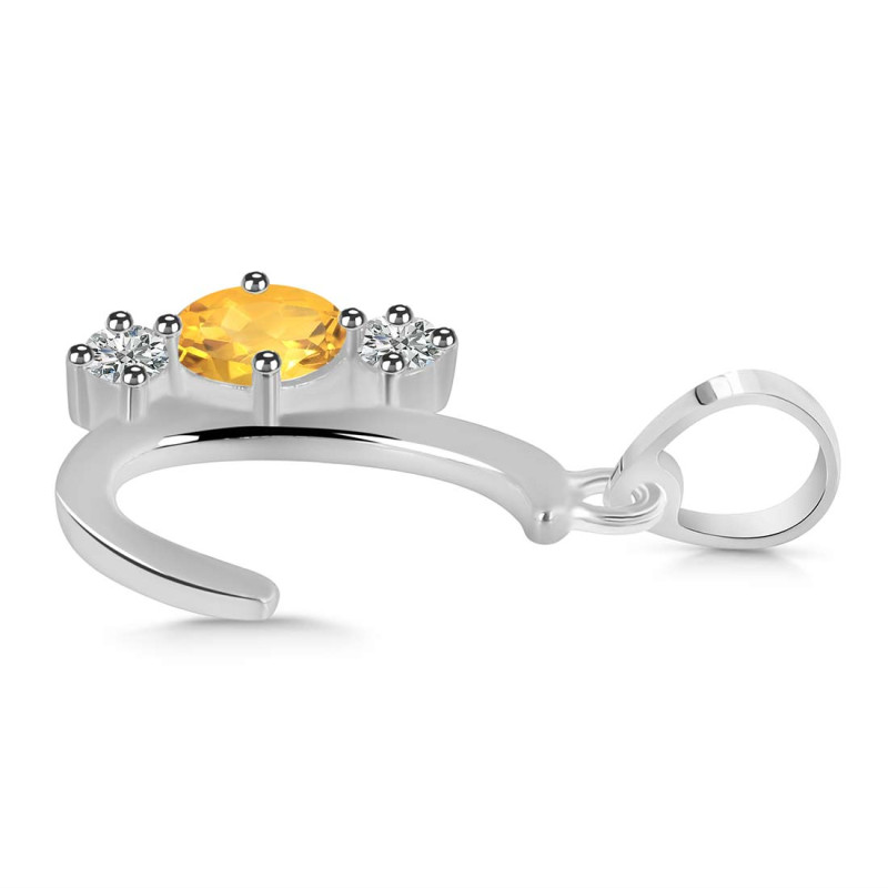 Citrine & White Topaz Alphabet C Pendant