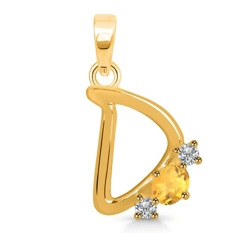 Citrine & White Topaz Alphabet D Pendant CIT-RDA-56.