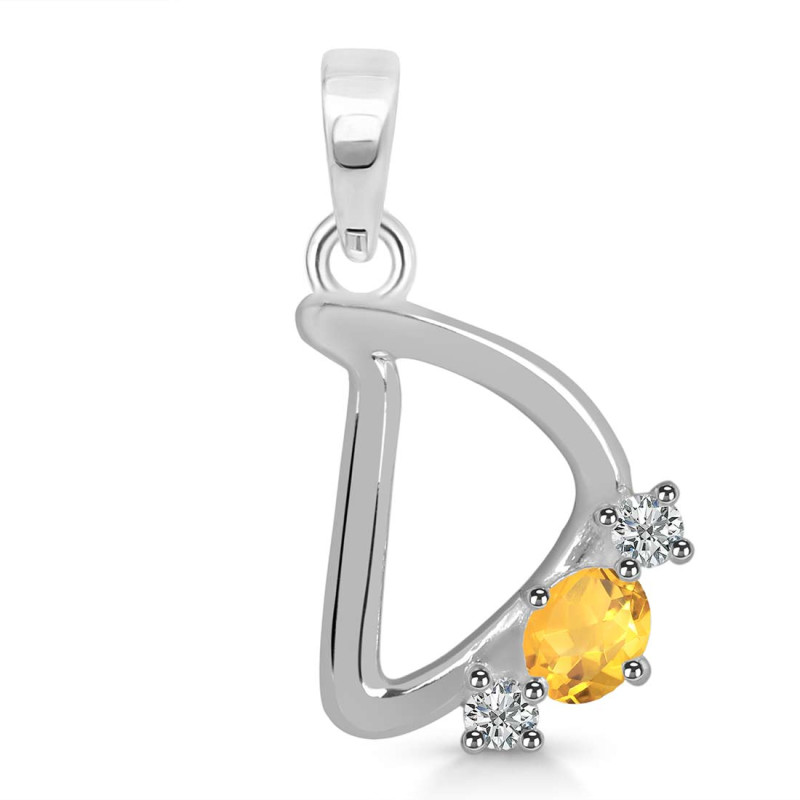 Citrine & White Topaz Alphabet D Pendant CIT-RDA-56.