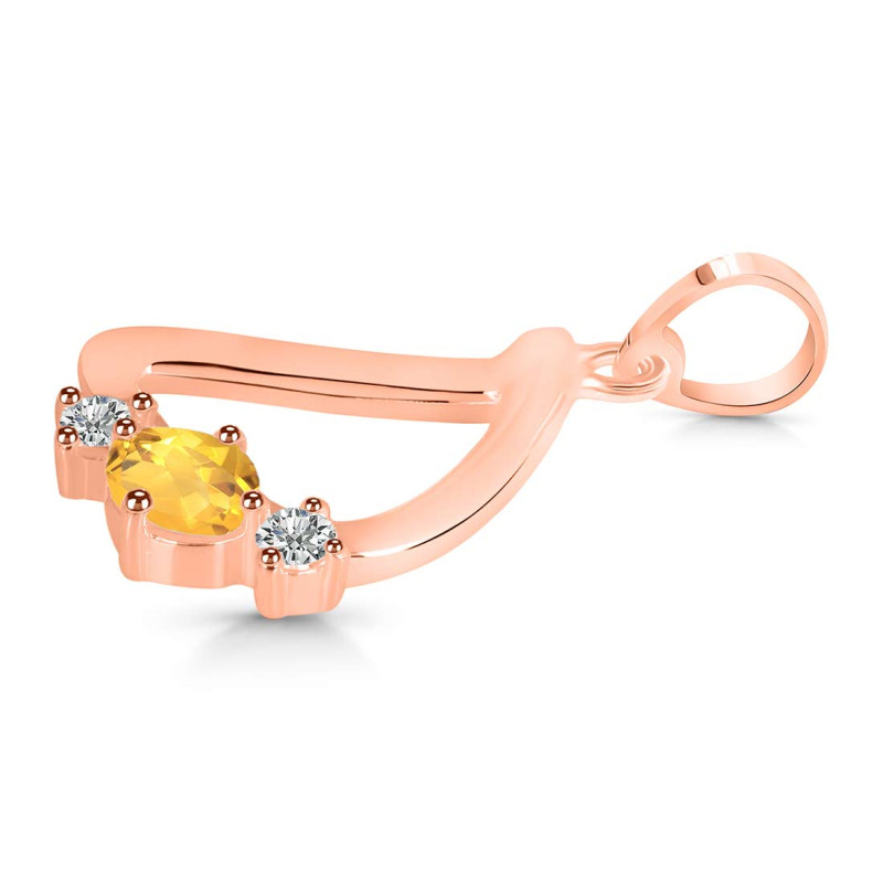 Citrine & White Topaz Alphabet D Pendant CIT-RDA-56.