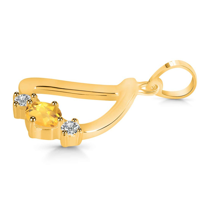 Citrine & White Topaz Alphabet D Pendant CIT-RDA-56.