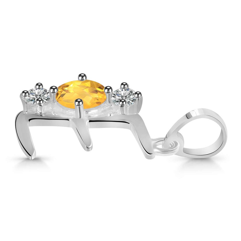 Citrine & White Topaz Alphabet E Pendant