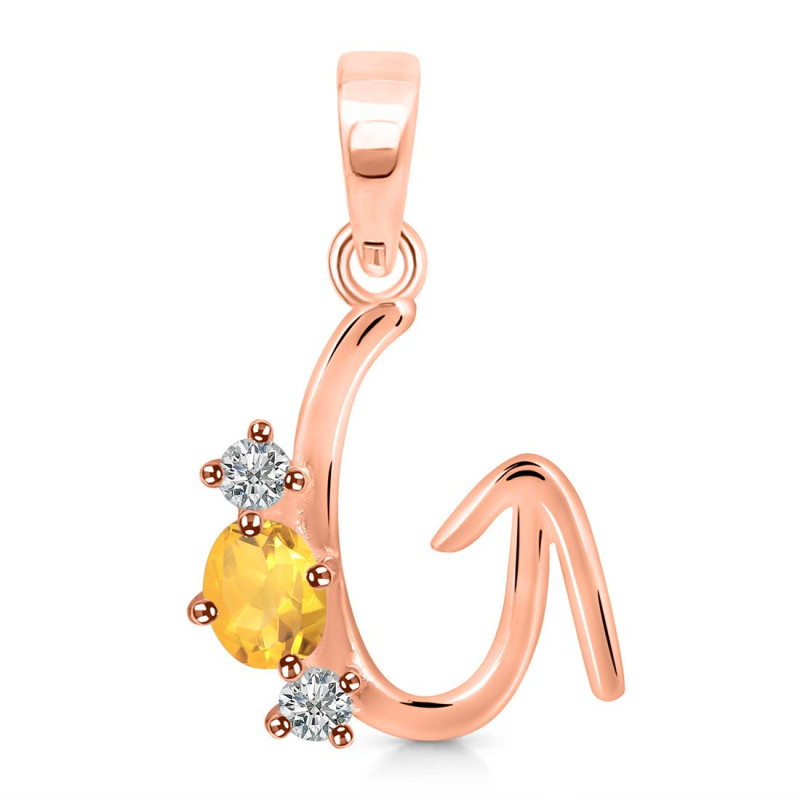 Citrine & White Topaz Alphabet G Pendant CIT-RDA-59.