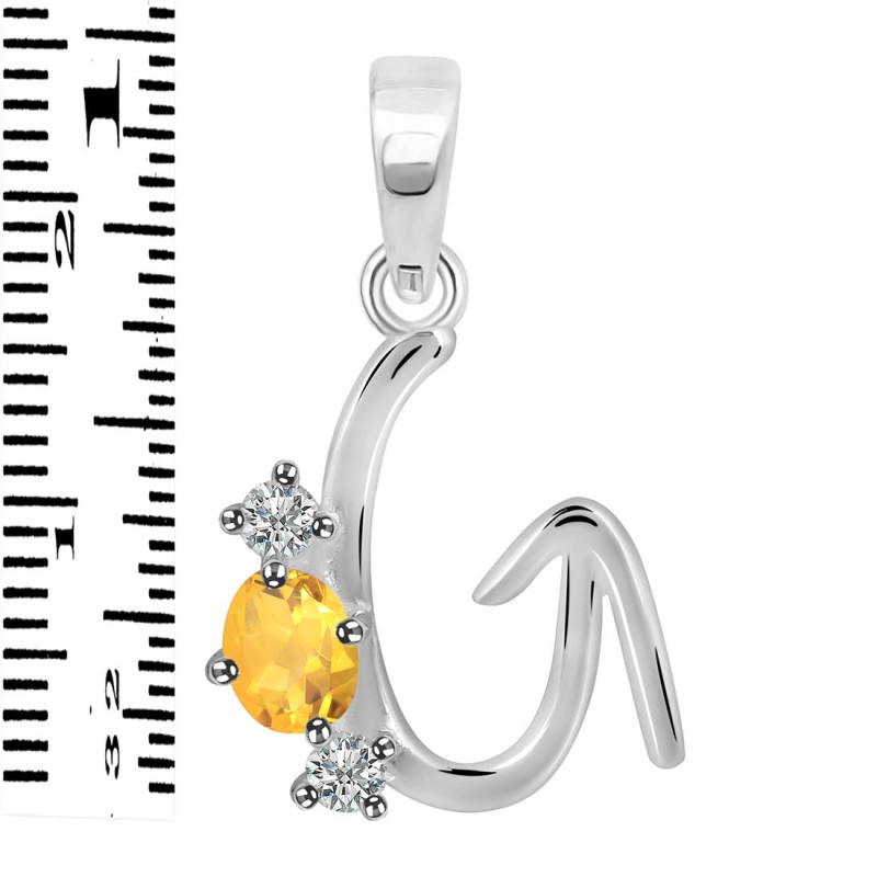 Citrine & White Topaz Alphabet G Pendant CIT-RDA-59.