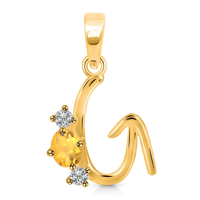 Citrine & White Topaz Alphabet G Pendant CIT-RDA-59.