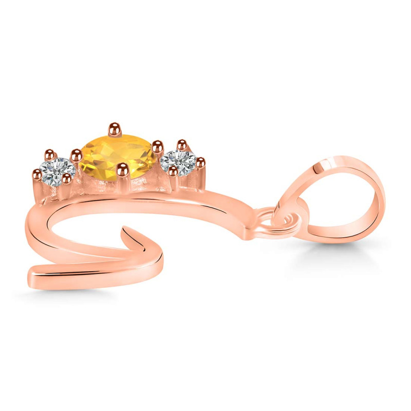 Citrine & White Topaz Alphabet G Pendant CIT-RDA-59.