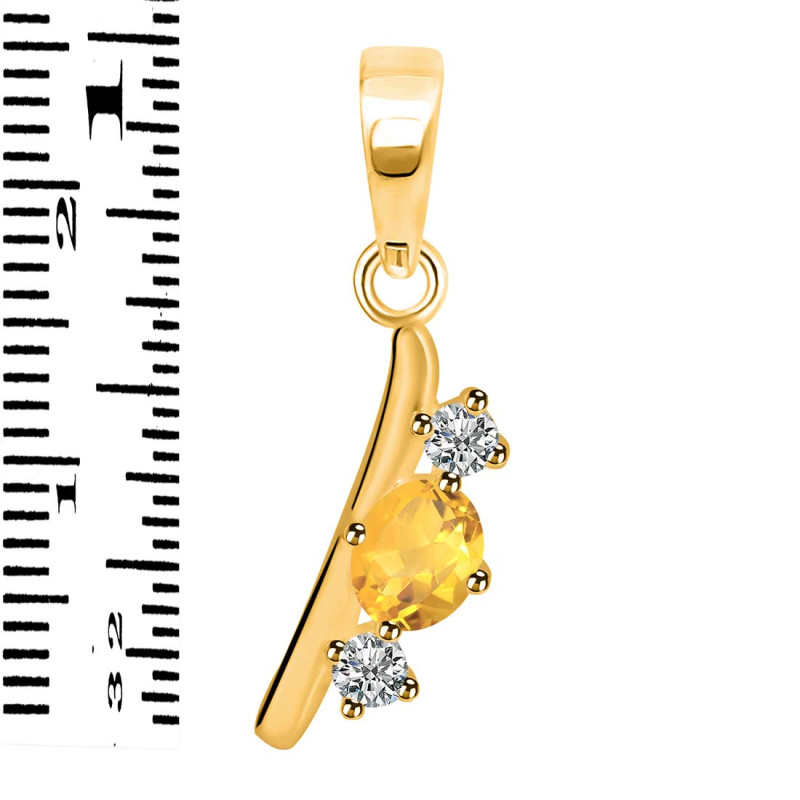 Citrine & White Topaz Alphabet I Pendant CIT-RDA-61.