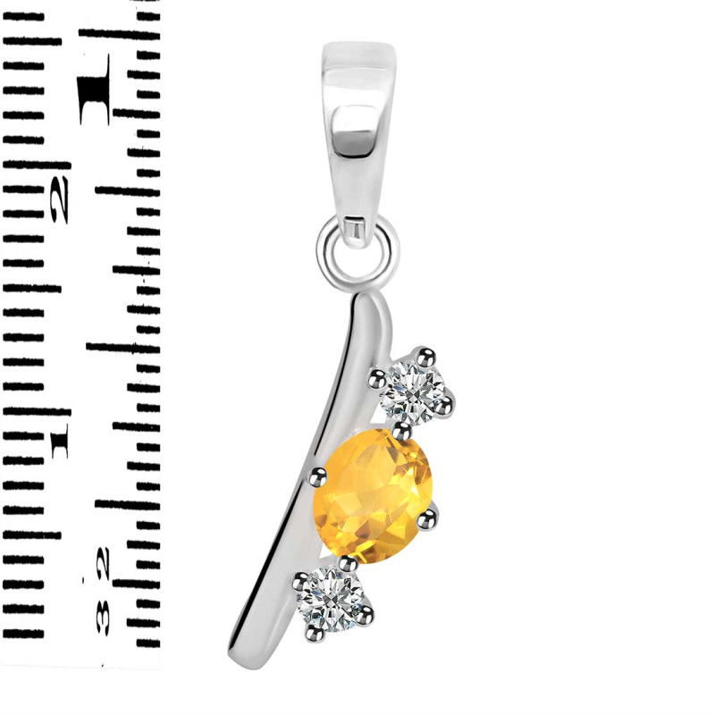 Citrine & White Topaz Alphabet I Pendant CIT-RDA-61.