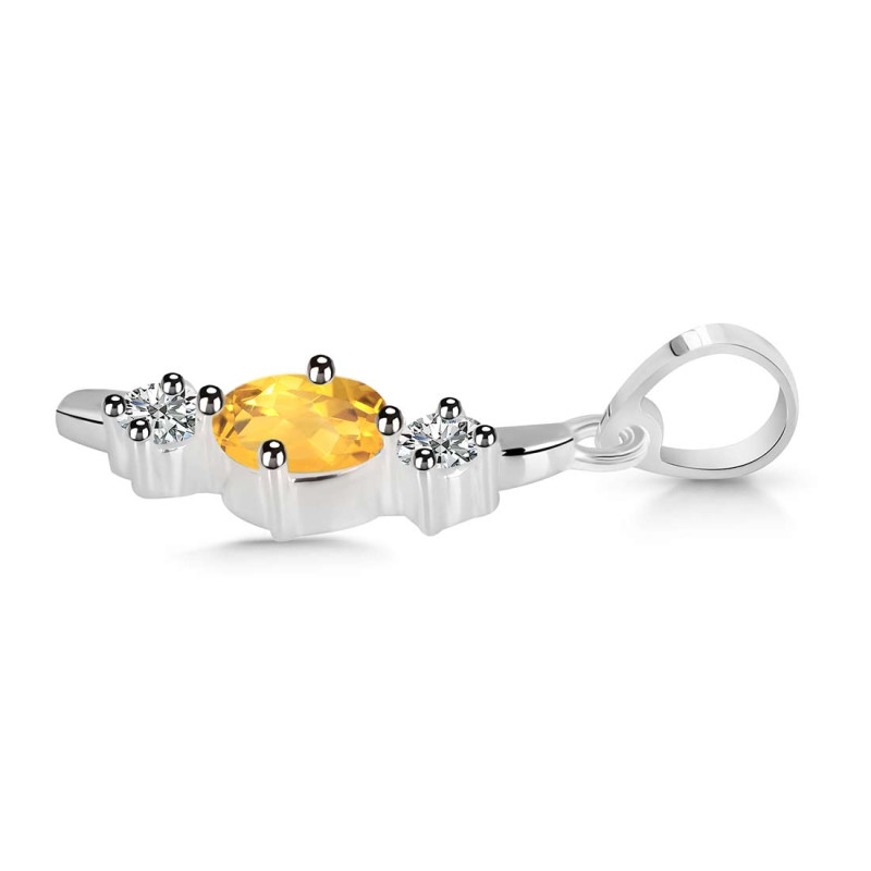 Citrine & White Topaz Alphabet I Pendant