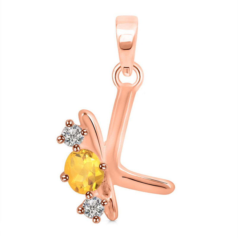 Citrine & White Topaz Alphabet K Pendant CIT-RDA-63.