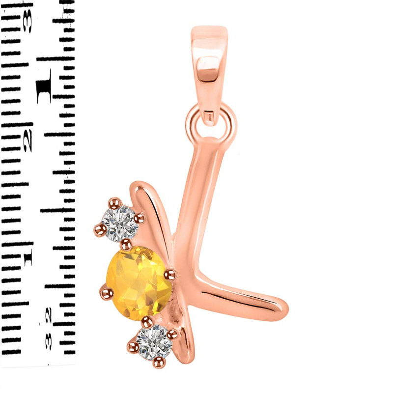 Citrine & White Topaz Alphabet K Pendant CIT-RDA-63.