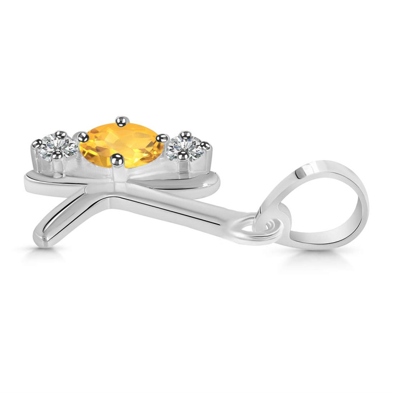 Citrine & White Topaz Alphabet K Pendant