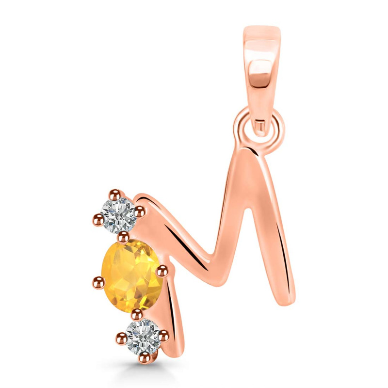 Citrine & White Topaz Alphabet M Pendant CIT-RDA-65.