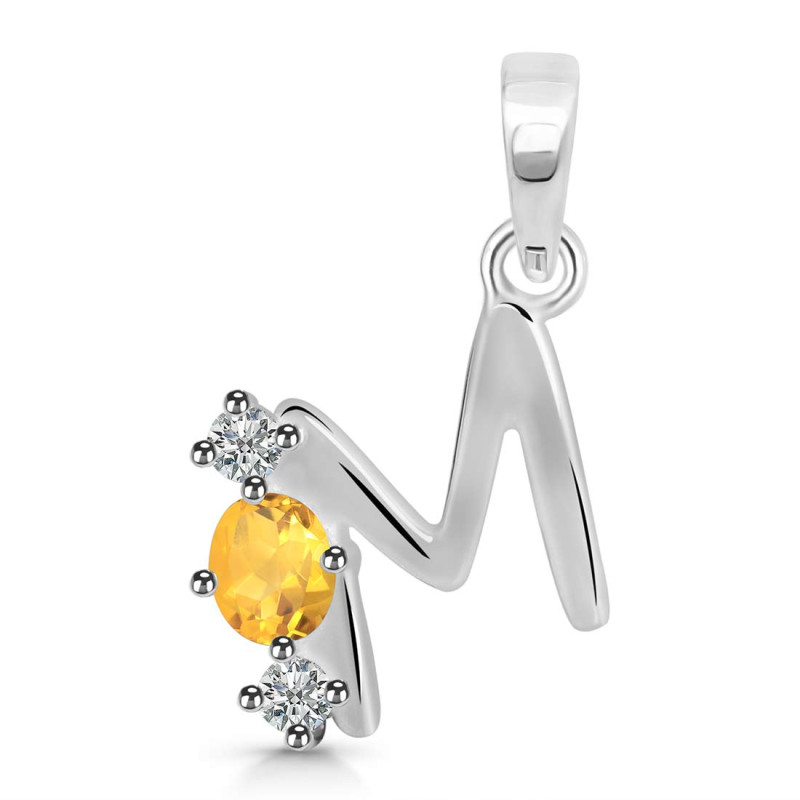 Citrine & White Topaz Alphabet M Pendant CIT-RDA-65.