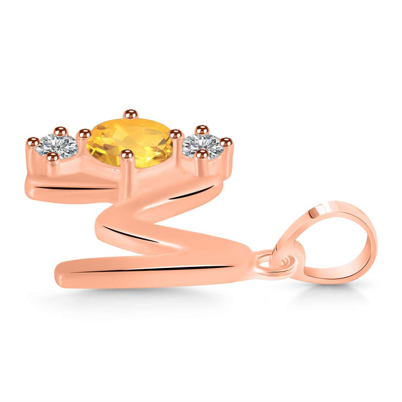 Citrine & White Topaz Alphabet M Pendant CIT-RDA-65.