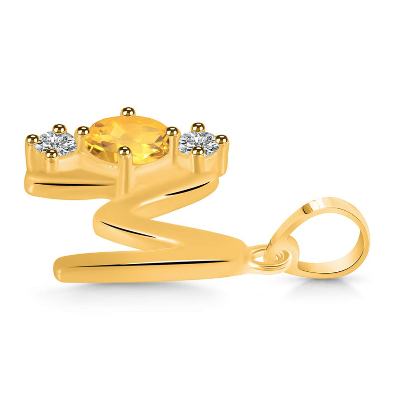 Citrine & White Topaz Alphabet M Pendant CIT-RDA-65.