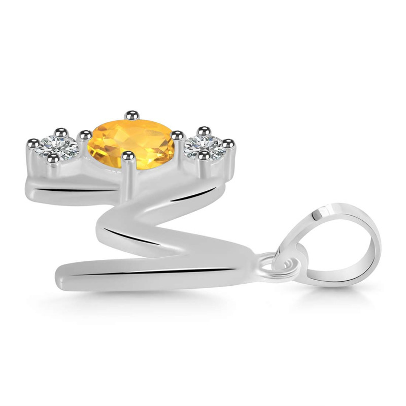 Citrine & White Topaz Alphabet M Pendant