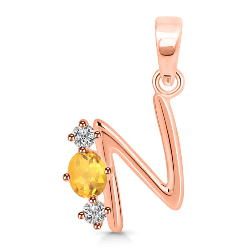 Citrine & White Topaz Alphabet N Pendant CIT-RDA-66.