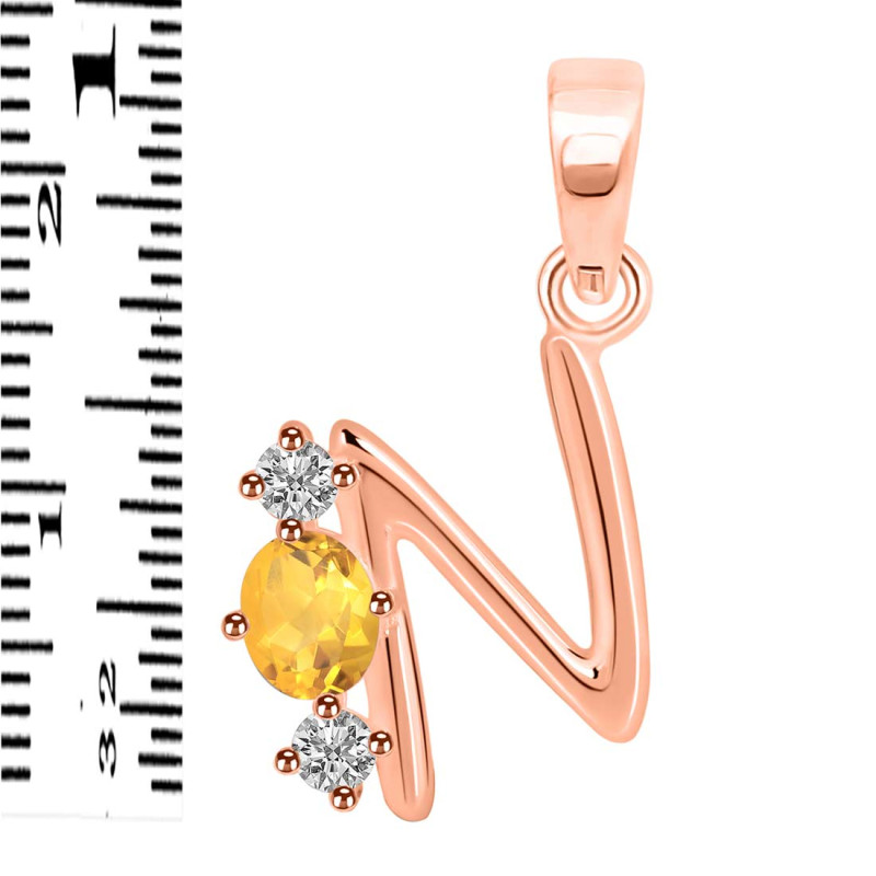 Citrine & White Topaz Alphabet N Pendant CIT-RDA-66.