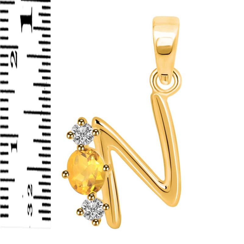 Citrine & White Topaz Alphabet N Pendant CIT-RDA-66.