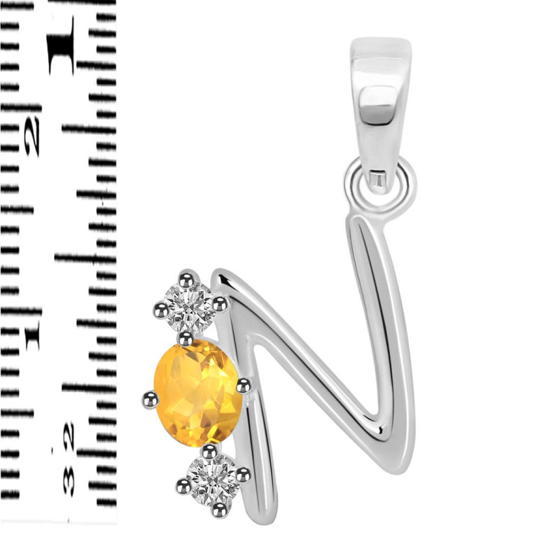 Citrine & White Topaz Alphabet N Pendant CIT-RDA-66.