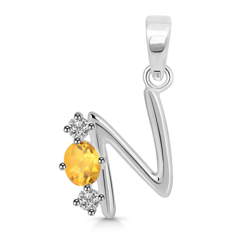 Citrine & White Topaz Alphabet N Pendant CIT-RDA-66.
