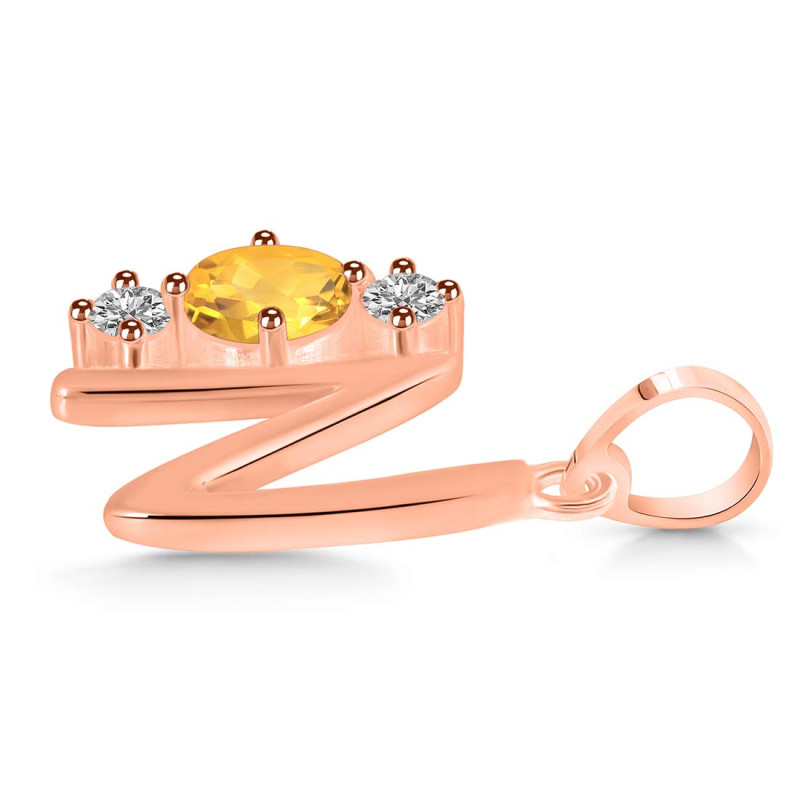 Citrine & White Topaz Alphabet N Pendant CIT-RDA-66.