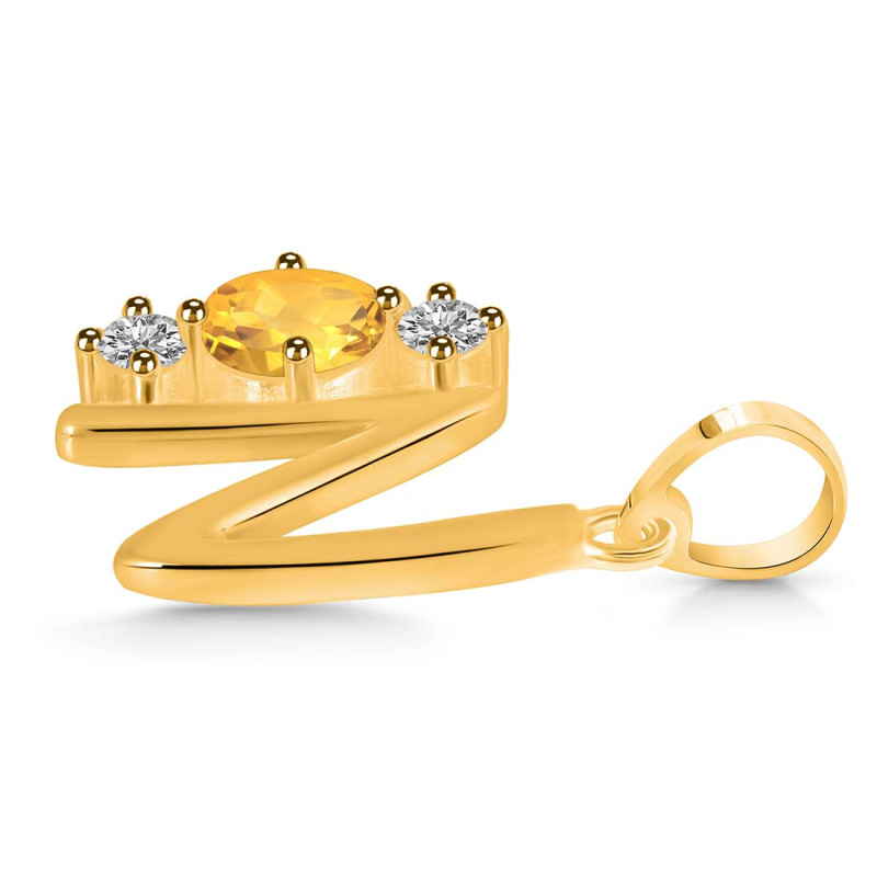 Citrine & White Topaz Alphabet N Pendant CIT-RDA-66.